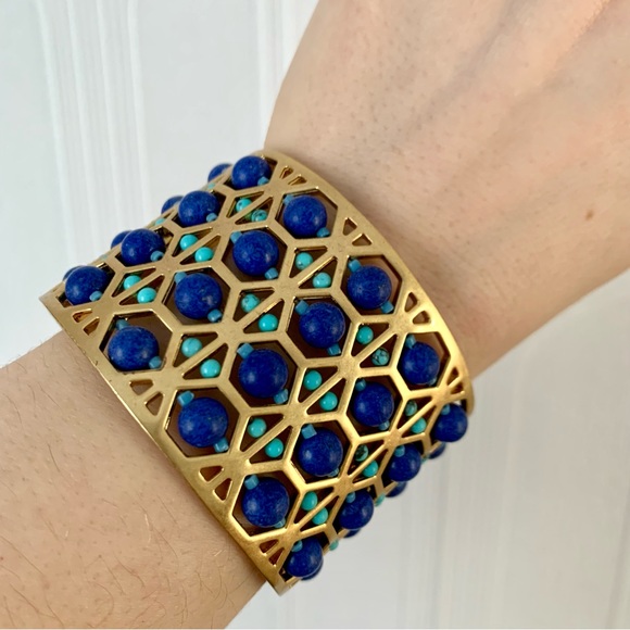 Abacus gold and blue beaded bracelet - Picture 5 of 6